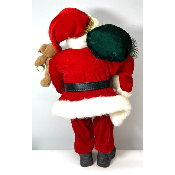 Vintage Porclain Santa Claus Figurine With Teddy Bear & Greenery - Picture 6 of 6